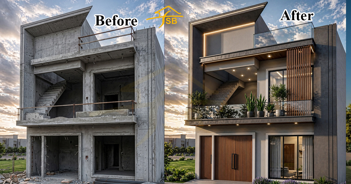 Double Story 8 Marla House Front Design